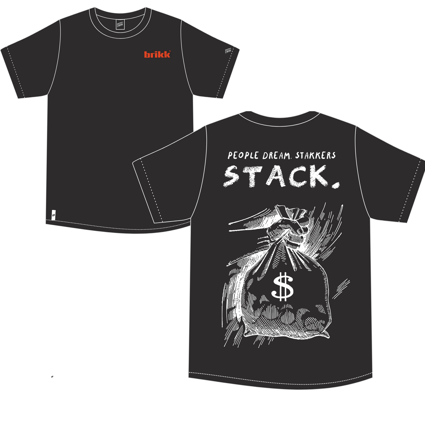 BRIKK "STAKKERS STACK" BLACK T-SHIRT