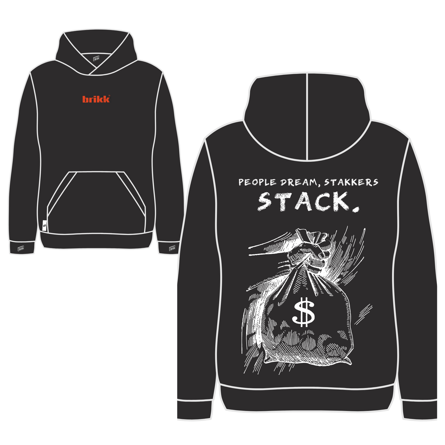 BRIKK "STAKKERS STACK" BLACK HOODIE